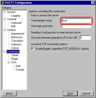 [PuTTY .:. Connection - SCREENSHOT]